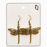 Серьги метал "Аутентичность" стрекоза, цвет чернёное золото