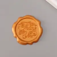Сургучный оттиск &laquo;Спасибо&raquo;, декоративный элемент для приглашений, конвертов и сертификатов, золото, d=3.2 см