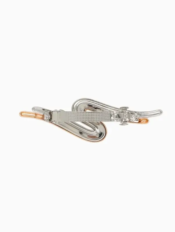 Заколка - автомат для волос &laquo;Андри&raquo;, изгиб, 9 см, серебристо-золотой