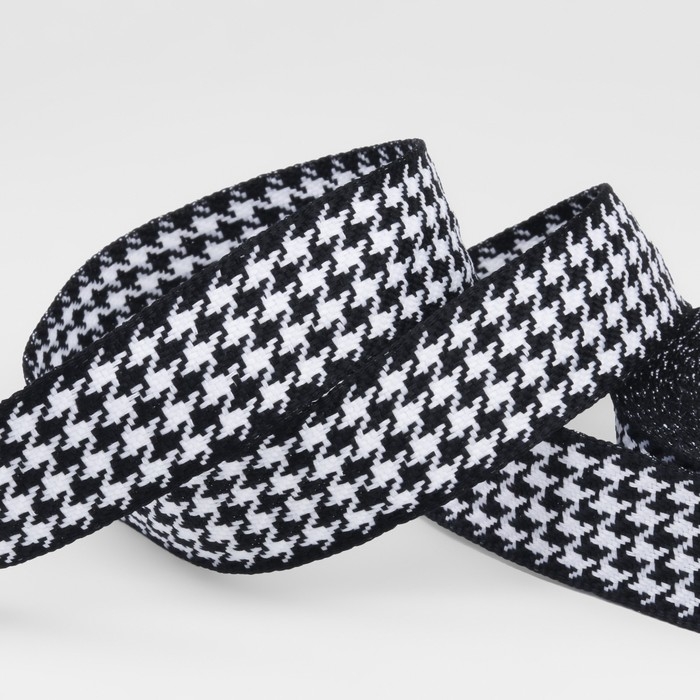 Лента декоративная &laquo;Гусиная лапка&raquo;, 25 мм, 9 &plusmn; 0,5 м, цвет чёрный/белый №002