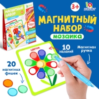 Магнитный набор &laquo;Мозаика&raquo;, цвета, формы, магнитная ручка, фишки, задания, по методике Монтессори