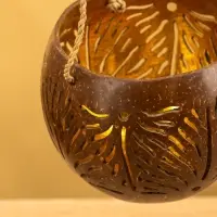 Подсвечник подвесной из кокоса, 9-12 см, коричневый