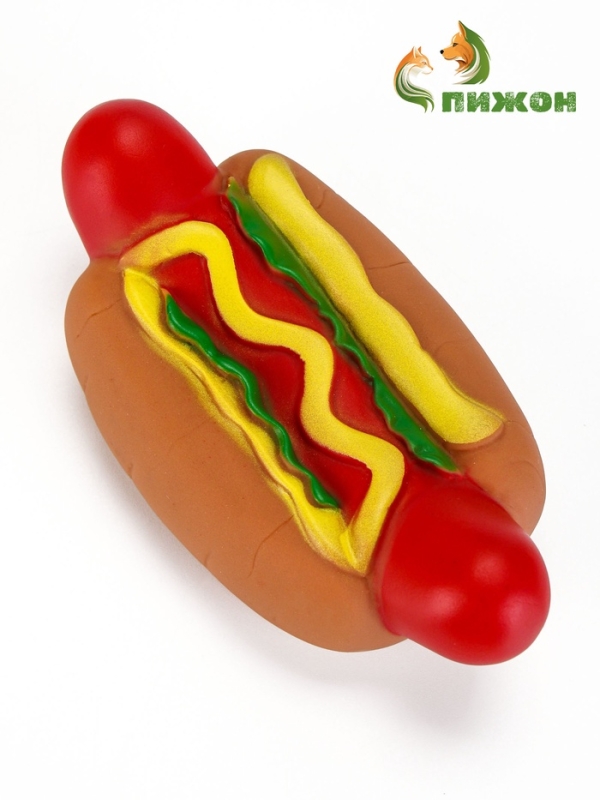 Игрушка пищащая "Мощный Хотдог" для собак, 13 см
