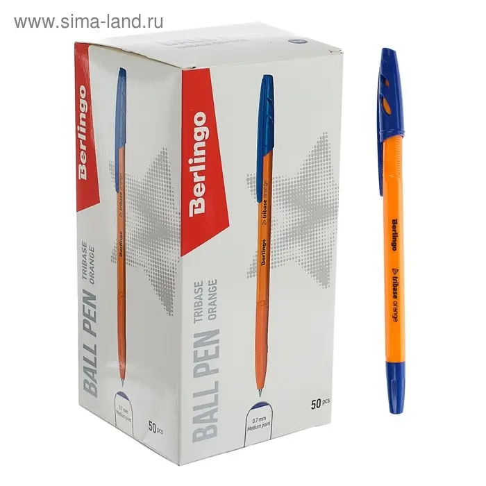 Ручка шариковая Berlingo Tribase Orange, стержень синий 0.7, корпус оранжевый