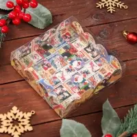 Коробка для печенья, кондитерская новогодняя упаковка, &laquo;Новогодняя афиша&raquo;, 12&times;12&times;3 см