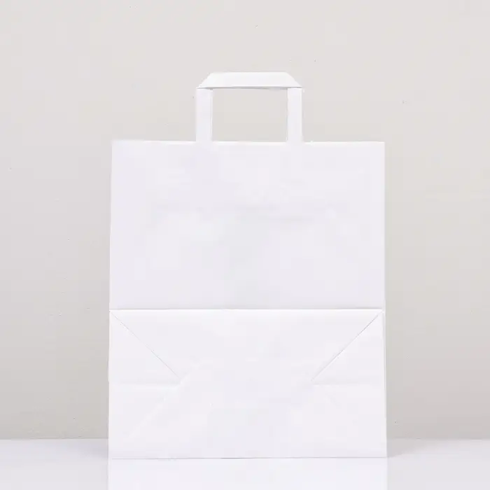 Пакет крафт без печати, белый, плоская ручка 28 х 15 х 32 см