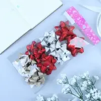 Бант - звезда №7.5, фасовка 8 шт., с блестками, МИКС