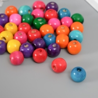 Бусины для творчества дерево "Шарики цветные неон" набор 35  шт d=1,4 см