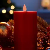 Светодиодная свеча восковая "Глубокий красный", 15x7 см, АААx3 (не в компл.), Т/БЕЛЫЙ