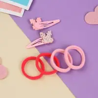 Набор для волос "Лили" (4 резинки 4 см, 2 невидимки 5 см) зайки, розовый