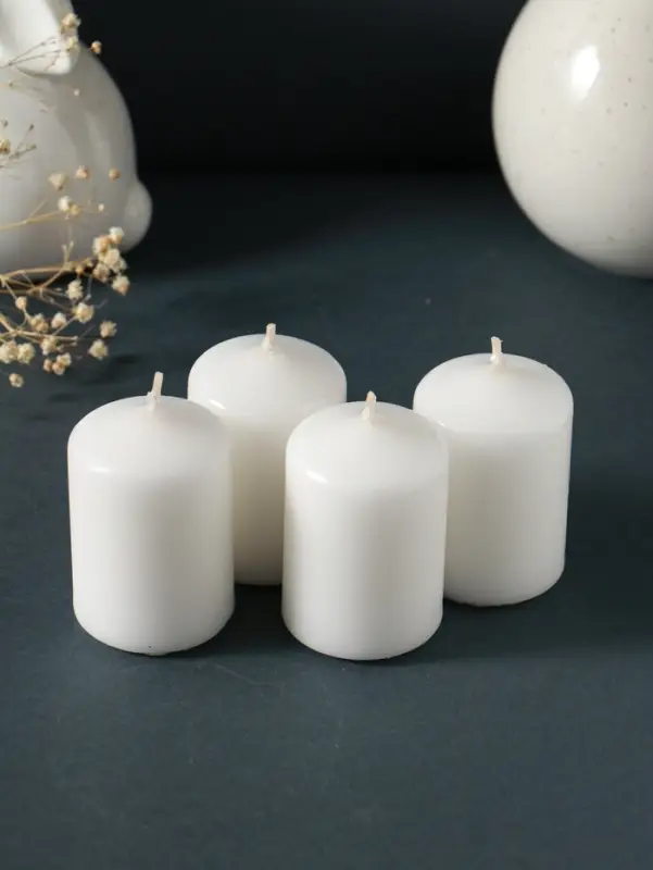 Свеча-цилиндр 4х6 см, 70 гр (набор 4 шт) белый