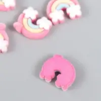 Пластиковый декоративный элемент &laquo;Арт Узор. Радуга с сердечком&raquo;, бархатное напыление, 0.6&times;1.7&times;2 см