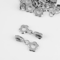 Бегунок автоматический для металлической молнии, №3, декоративный &laquo;Цветок&raquo;, 10 шт, цвет никель