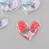 Шейкер для творчества PVC "Сердце с единорогом" с глиттером МИКС 4,5х5 см