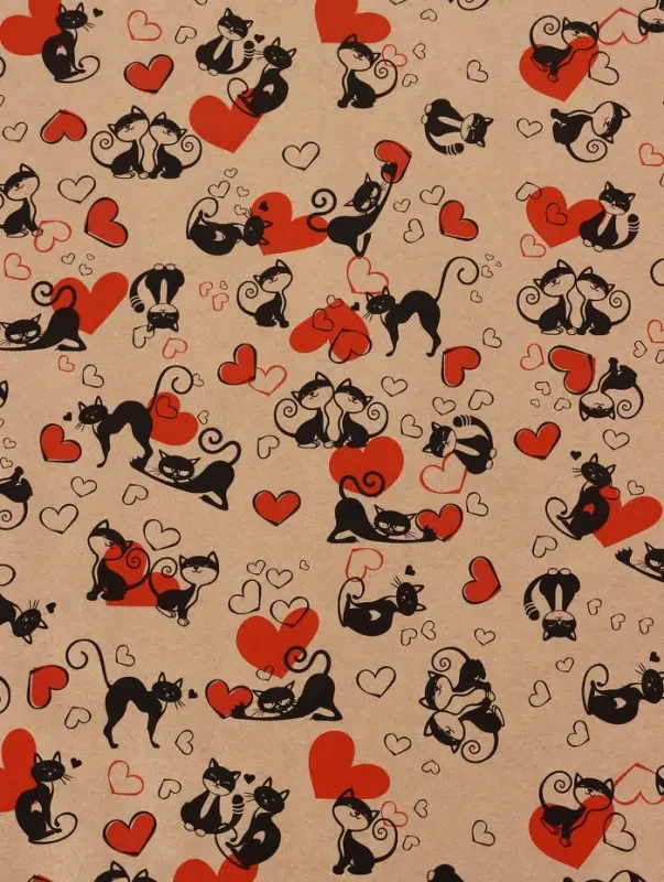 Бумага упаковочная крафт &laquo;Ля Мур&raquo;, черный/красный, 0.72&times;10 м, 60&plusmn;5% г