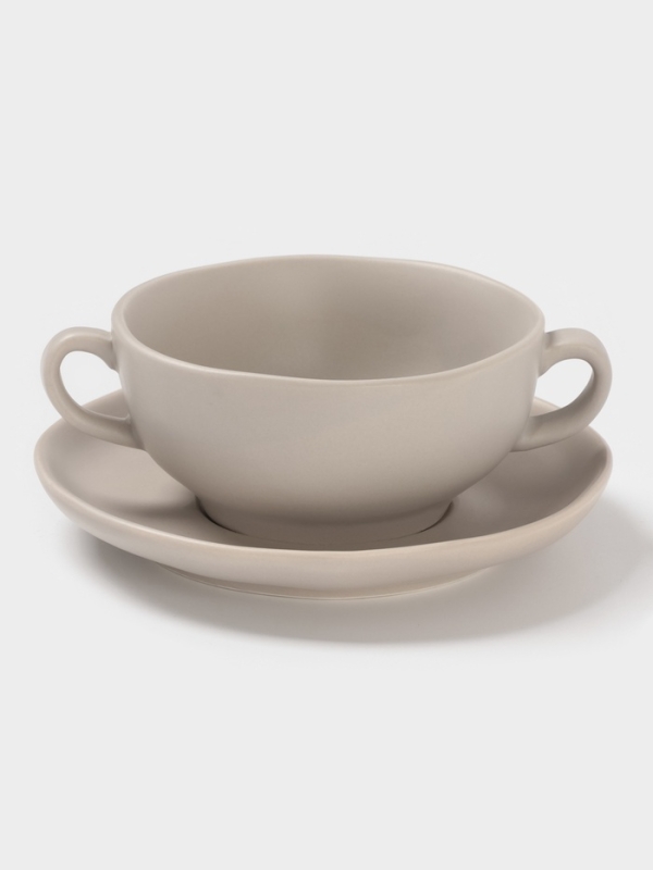 Бульонница Magistro "Potter" 255мл 15х2 цвет светло-серый с блюдцем