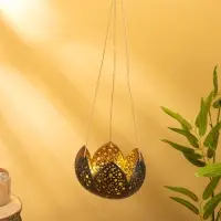 Подсвечник подвесной из кокоса &laquo;Бутон&raquo;, 14&times;14&times;10 см, чёрно-золотой