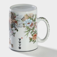 Кружка керамическая с крышкой и ситом &laquo;Цветы&raquo;, 300 мл