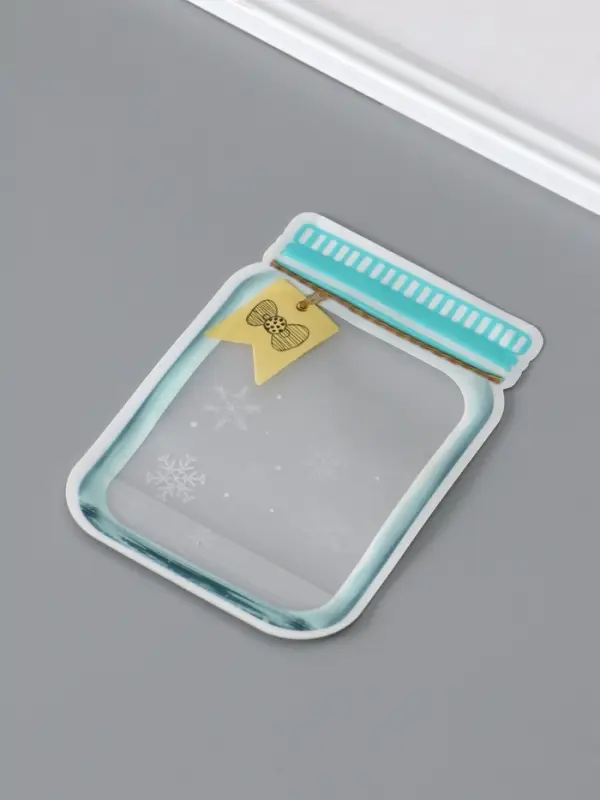 Пакет для хранения "Стеклянная баночка. Бант и снежинки", застёжка zip-lock 15,1х10,6+5,5 см   10886