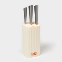 Подставка для ножей Доляна &laquo;Loft&raquo;, 11&times;11&times;22 см, пластик, бежевый