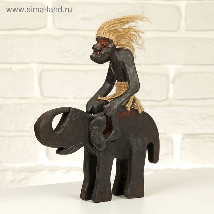 Сувенир &laquo;Абориген на слоне&raquo;, 22 см, дерево