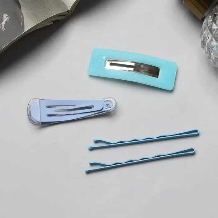 Невидимки для волос &laquo;Флоренс краски&raquo;, набор 4 шт., 5.5 см, голубые