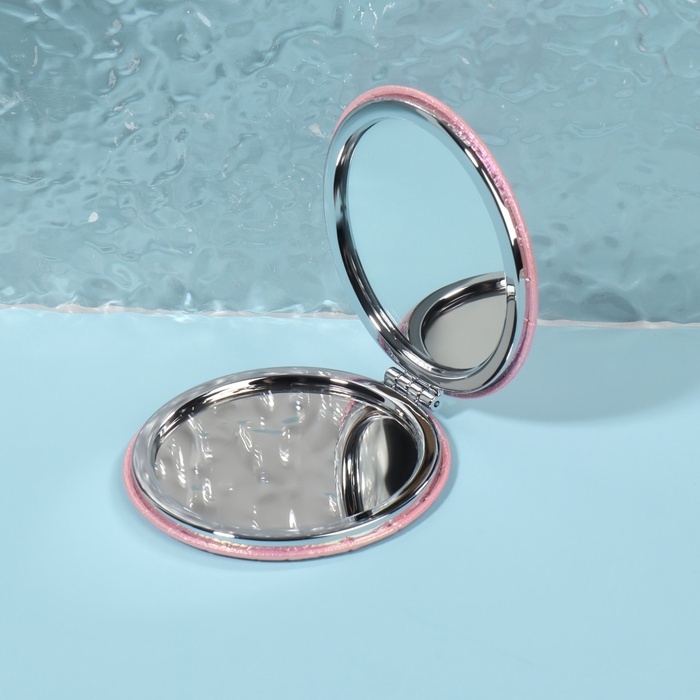 Зеркало складное &laquo;Крокодил&raquo;, d = 7,5 см, цвет розовый