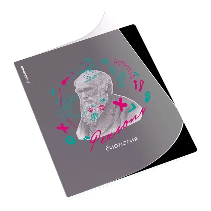 Тетрадь предметная, 48 листов, клетка, БИОЛОГИЯ, ErichKrause "Persons", пластиковая обложка шелкография, блок офсет белизна 100%, инфо-блок