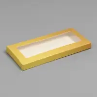 Подарочная коробка под плитку шоколада, с окном, золотая, 17&times;8&times;1.4 см