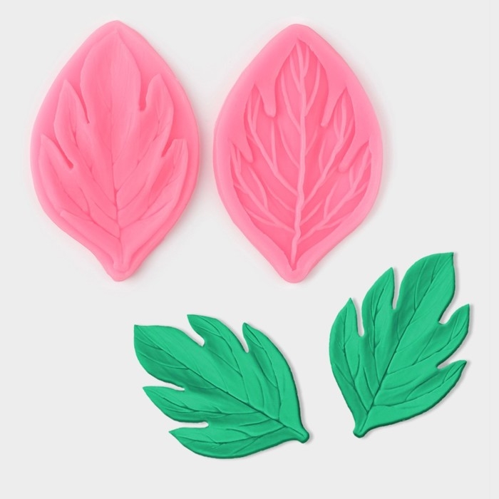 Молд &laquo;Листва&raquo;, силикон, 2 части, 7&times;4,5 см, цвет МИКС