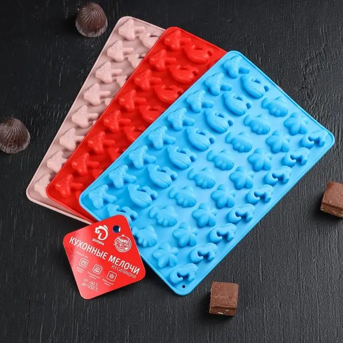 Форма для мармелада Доляна &laquo;Морские секреты&raquo;, силикон, 21,5&times;13&times;1 см, 40 ячеек, цвет МИКС