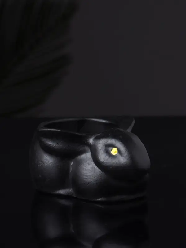 Подсвечник "Заяц" 9х6х4 см, черный