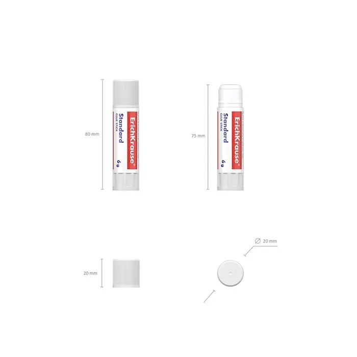 Клей-карандаш ErichKrause Standard, 6 г, быстрое склеивание
