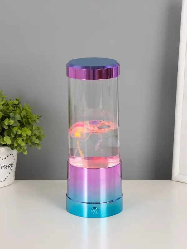 Светильник "Медузы" LED, RGB, USB, 3-5Вт, розово-голубой металлик 9х9х3 см