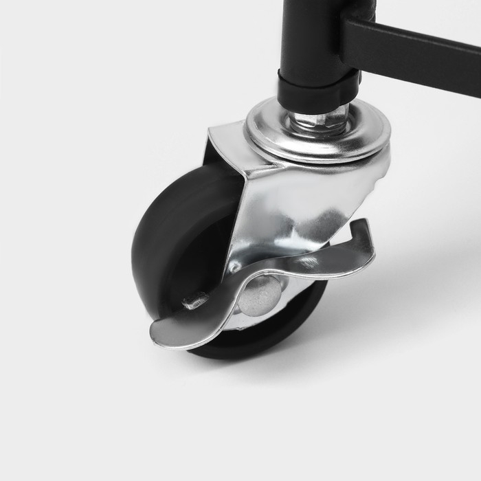 Этажерка напольная 3-х ярусная, 45,5&times;29,5&times;77,5 см, на колёсиках, цвет чёрный