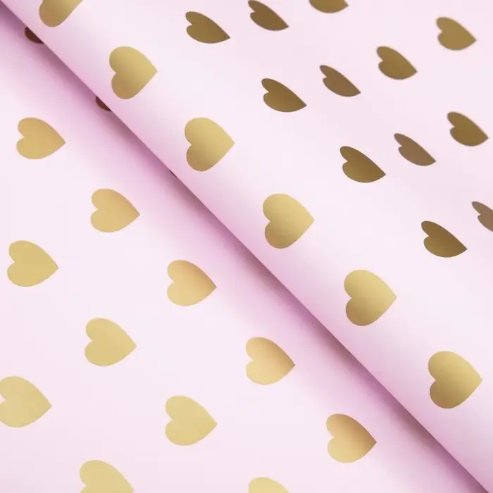 Пленка матовая &laquo;Золотые сердца&raquo;, светло - розовый, 58&times;58 см