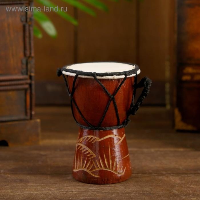 Сувенирный музыкальный инструмент барабан джембе "Светлый" 12х9х9 см МИКС
