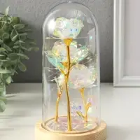 Сувенир свет "3 розы в колбе" LED 3хААА серебристый 11х11х22 см