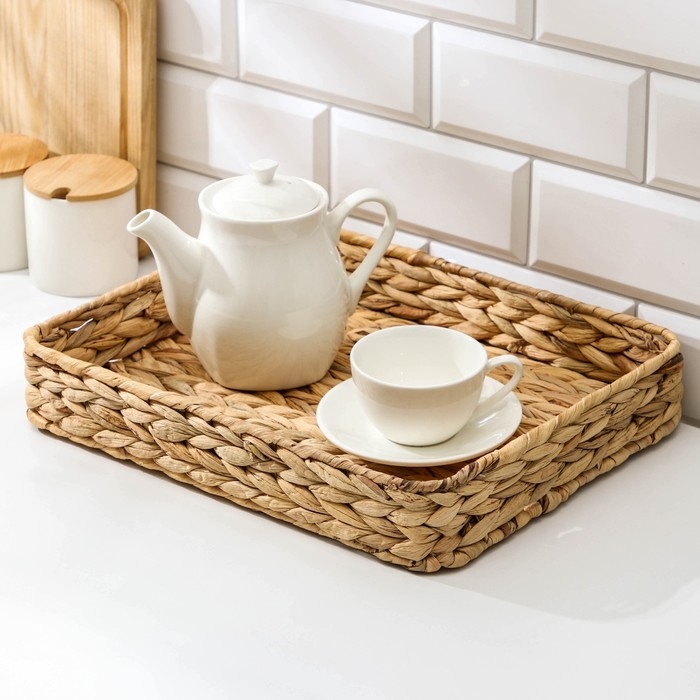 Корзинка для подачи Доляна &laquo;Камыш&raquo;, 36&times;28&times;6 см, из соломы