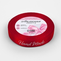 Лента атласная 15мм*25&plusmn;1ярд(23м&plusmn;1м) Hand Made красный №26 АУ