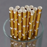 Трубочки для коктейля &laquo;Звёзды&raquo;, набор 12 шт., цвет золото