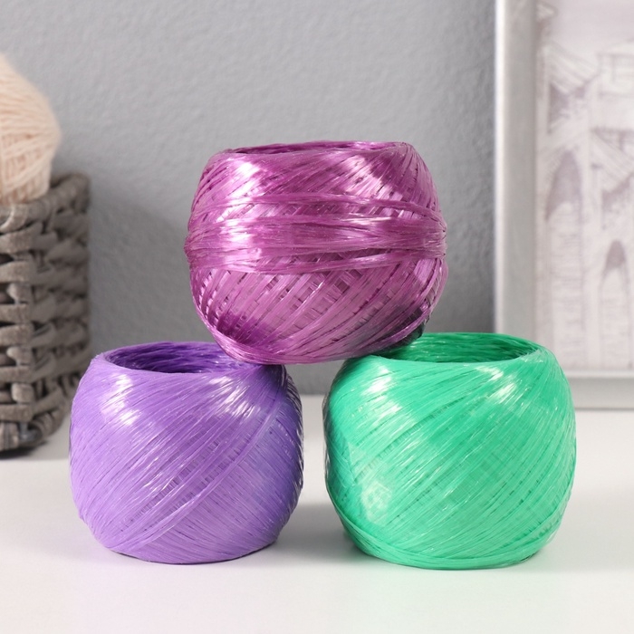 Пряжа "Для вязания мочалок" 100% полипропилен 200м/50&plusmn;10 гр клубок (набор 3 шт МИКС #10)