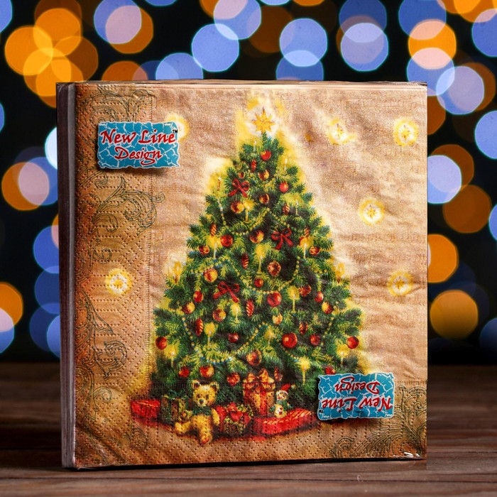 Новый год. Салфетки бумажные New Line Design &laquo;Ёлка&raquo;, 33х33 см, 3 слоя