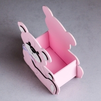 Кашпо деревянное "Мишутка" малый, 13,5х7х16,5 см, дуб, розовый