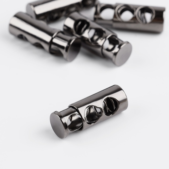 Фиксатор для шнура, двойной, d = 5 мм, 9 &times; 25 мм, 5 шт, цвет чёрный никель