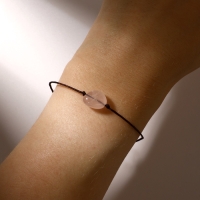 Браслет желаний &laquo;Кварц розовый&raquo; на коричневой нити, длина регулируется