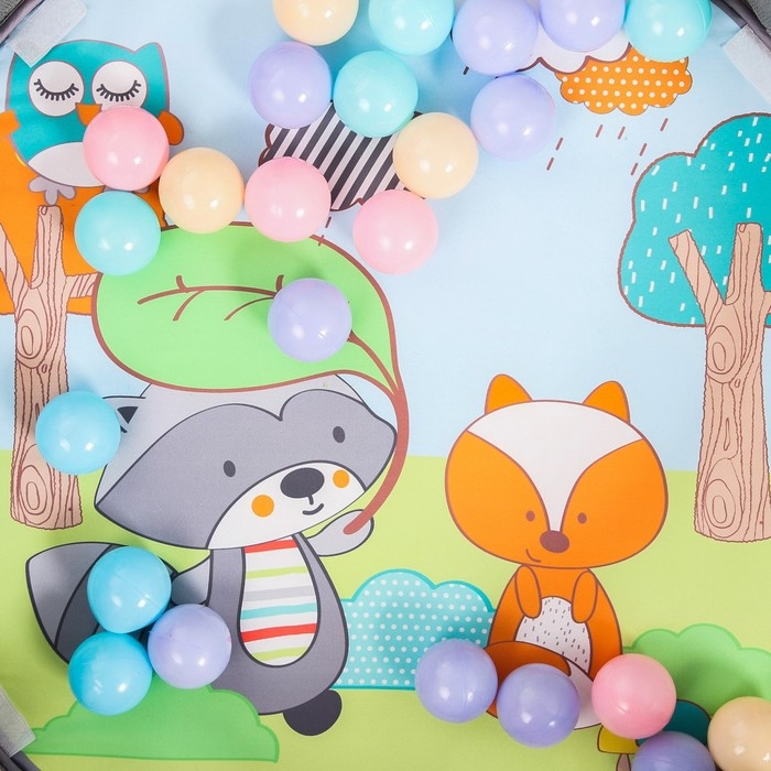 Развивающий коврик 3 в 1 &laquo;Енот&raquo;, 68х68 см, 30 цветных шариков, 5 игрушек, Крошка Я