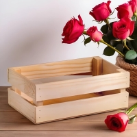 Кашпо деревянное 24.5&times;13.5&times;9 см "Двушка Лайт", двухреечное, натуральный Дарим Красиво