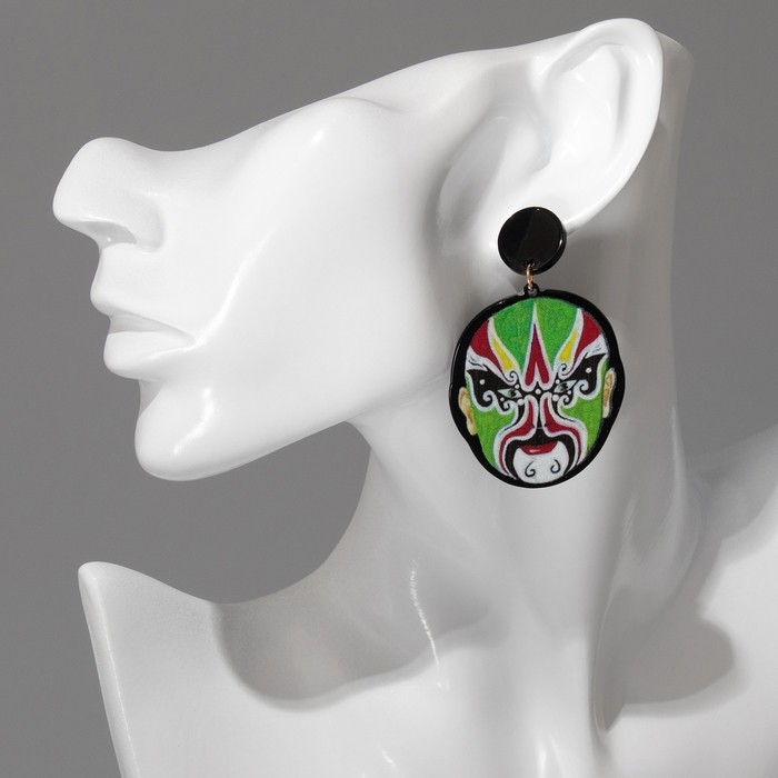 Серьги акрил &laquo;Маска&raquo; китайская, цветные