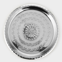 Поднос из нержавеющей стали круглый &laquo;Смеяна&raquo;, d=33 см, цвет серебряный